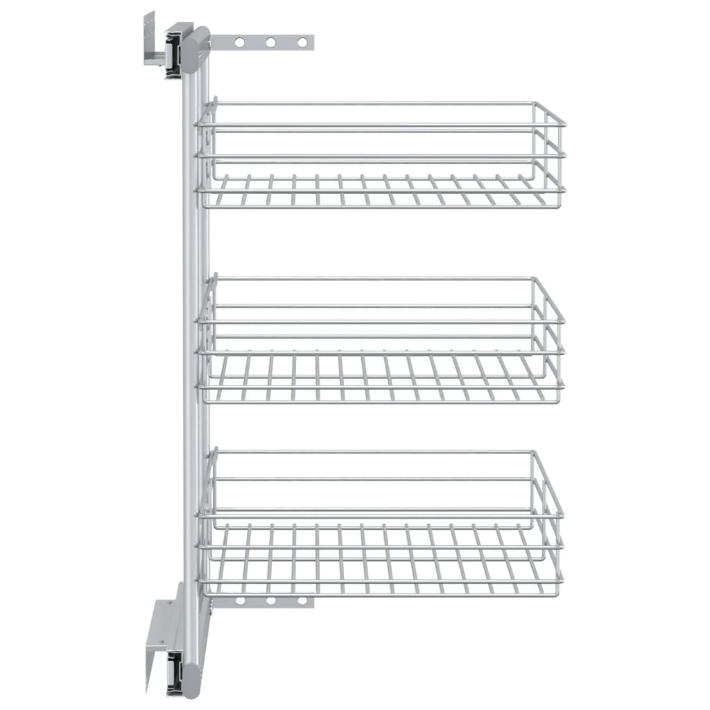 Cestino da Cucina in Rete a 3 Livelli Argento 47x35x56 cm