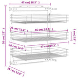 Cestino da Cucina in Rete a 3 Livelli Argento 47x35x56 cm