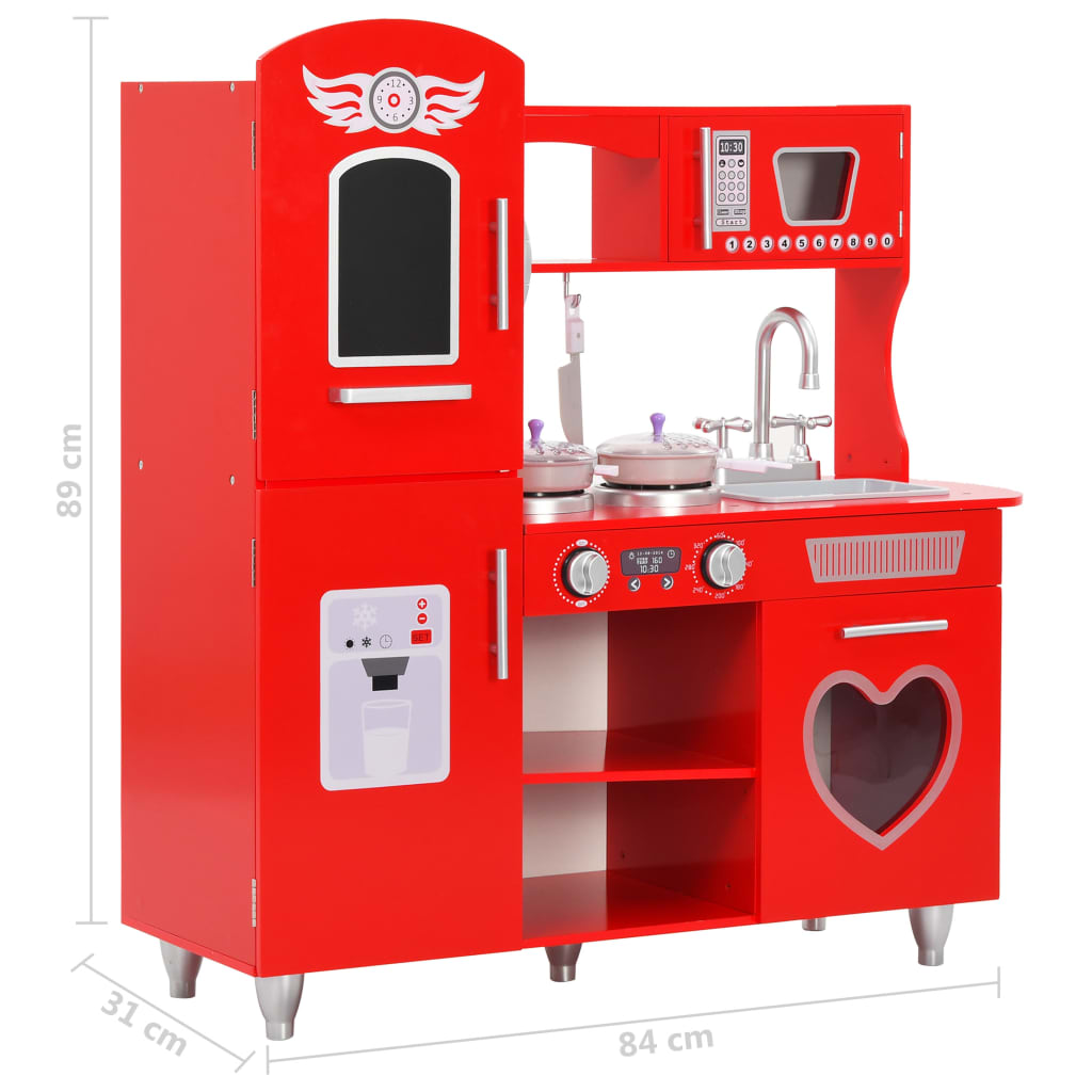 Cucina Giocattolo per Bambini in MDF 84x31x89 cm Rossa