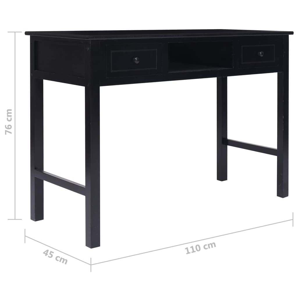 Scrivania Nera 110x45x76 cm in Legno