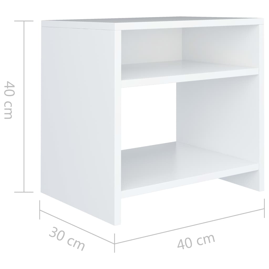 Comodino Bianco 40x30x40 cm Legno Ingegnerizzato