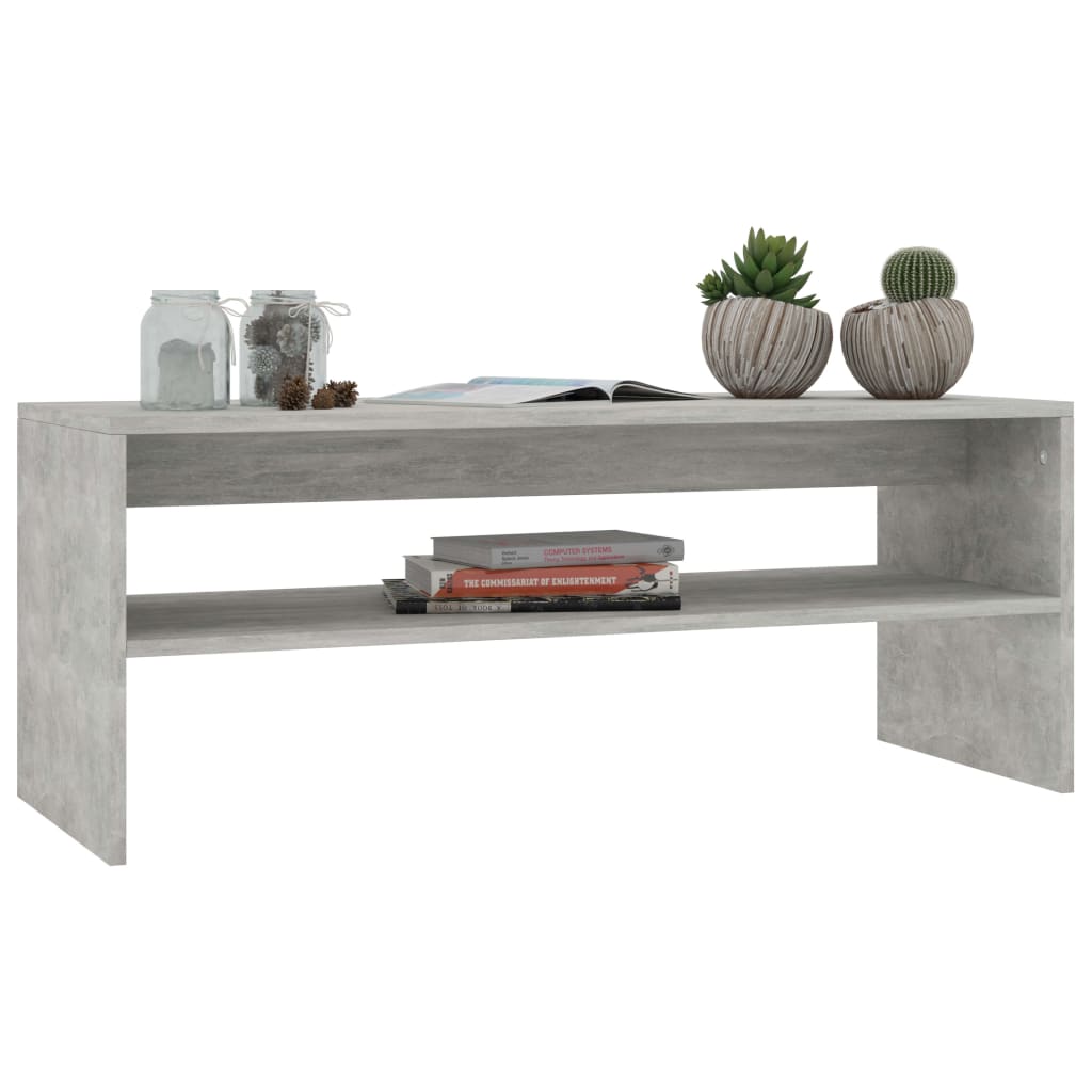 Tavolino Salotto Grigio Cemento 100x40x40 cm Legno Multistrato