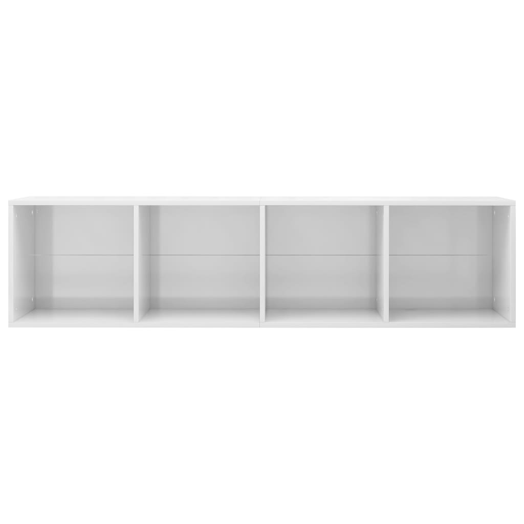 Libreria/Mobile TV Bianco Lucido 36x30x143 cm Legno Multistrato