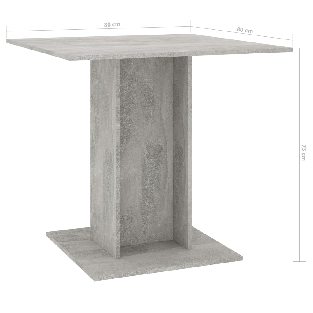 Tavolo da Pranzo Grigio Cemento 80x80x75 cm Legno Multistrato