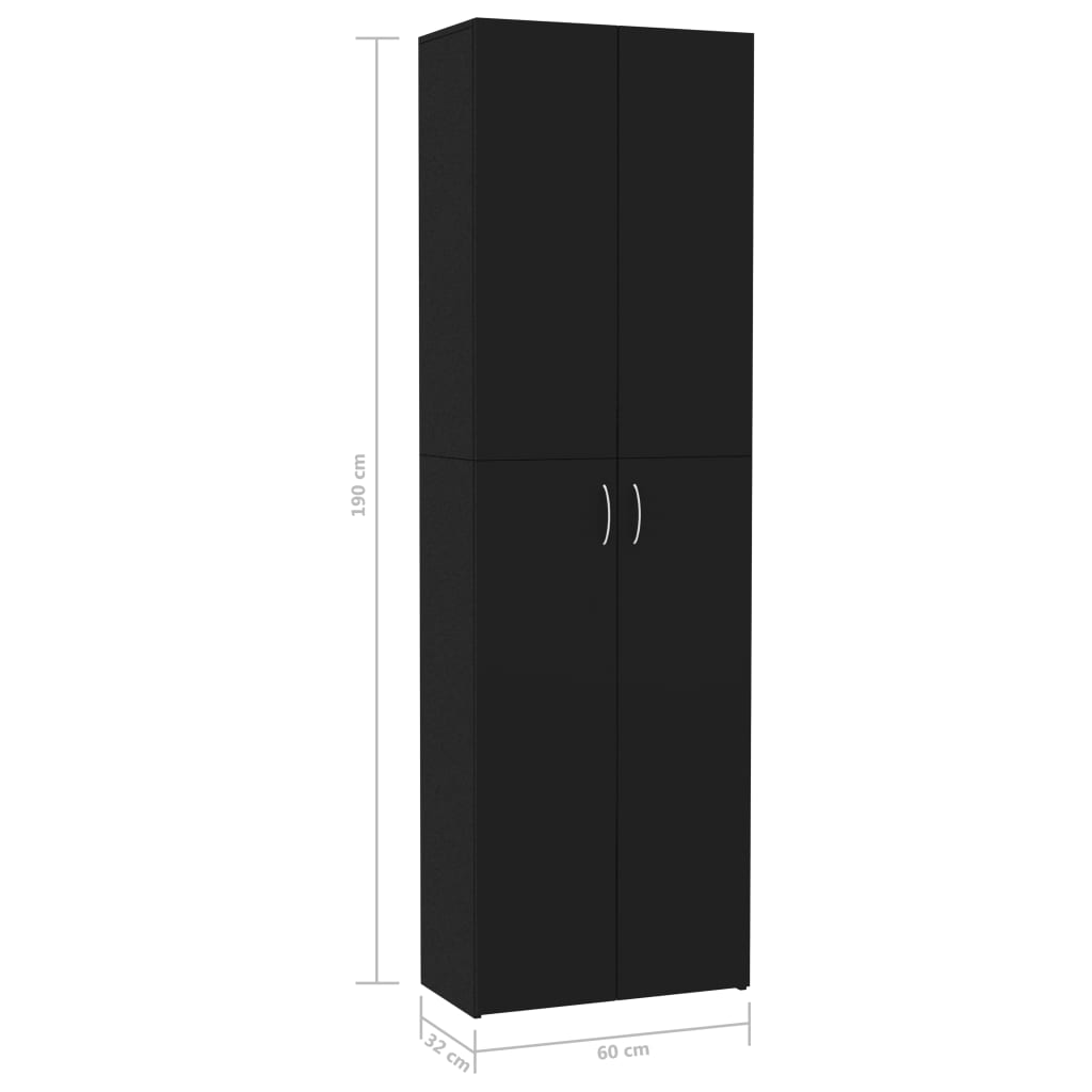 Armadio per Ufficio Nero 60x32x190 cm in Legno Multistrato