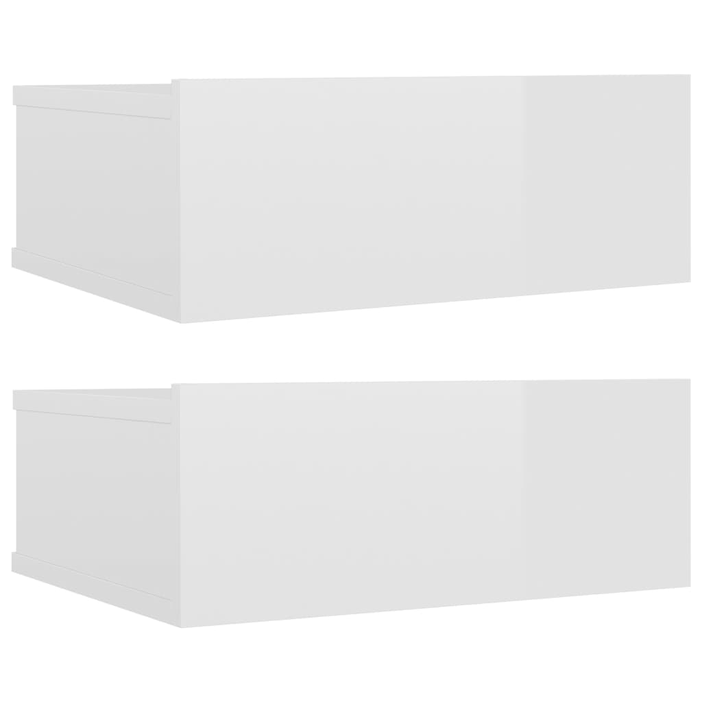 Comodini Pensili 2pz Bianco Lucido 40x30x15cm Legno Multistrato