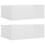 Comodini Pensili 2pz Bianco Lucido 40x30x15cm Legno Multistrato