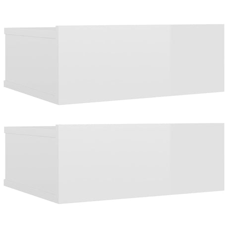 Comodini Pensili 2pz Bianco Lucido 40x30x15cm Legno Multistrato