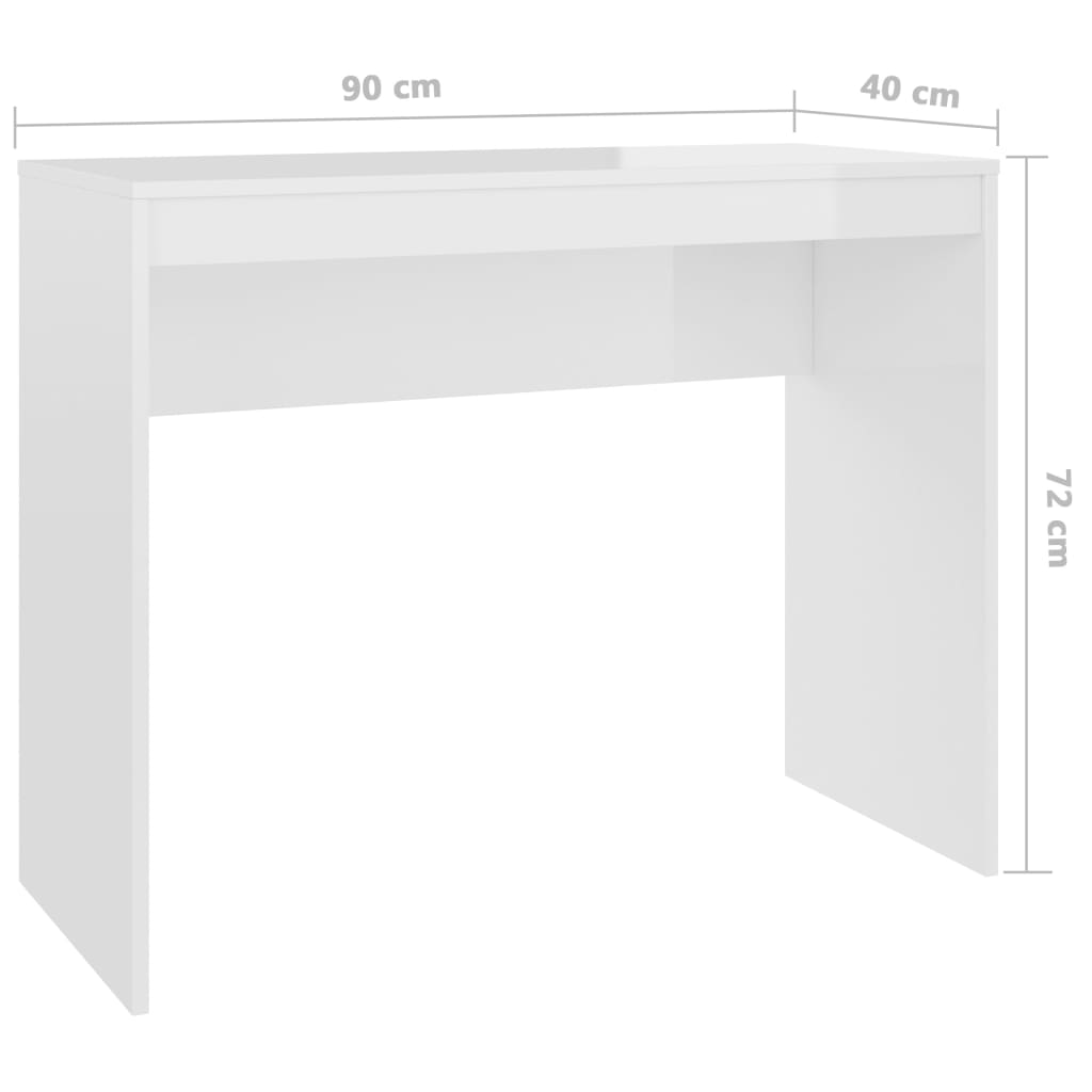 Scrivania Bianco Lucido 90x40x72 cm in Legno Multistrato