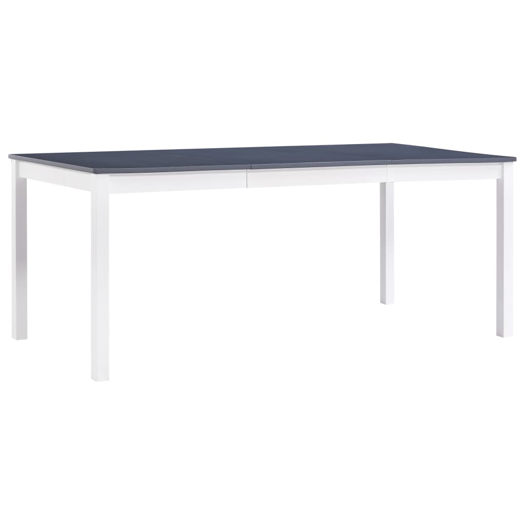 Tavolo da Pranzo Bianco e Grigio 180x90x73 cm in Legno di Pino