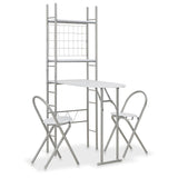 Set Tavolo Sedie Pieghevoli con Scaffale 3pz MDF Acciaio Bianco