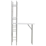 Set Tavolo Sedie Pieghevoli con Scaffale 3pz MDF Acciaio Bianco