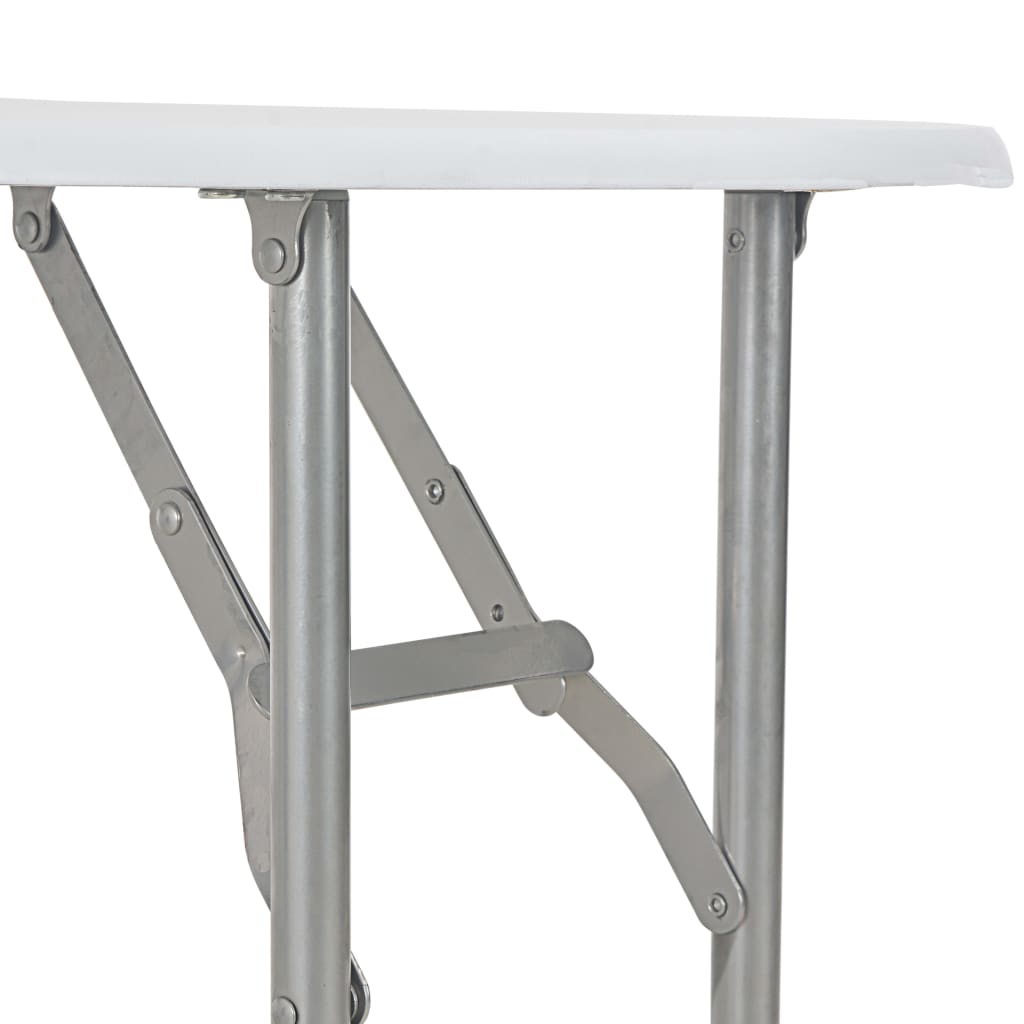 Set Tavolo Sedie Pieghevoli con Scaffale 3pz MDF Acciaio Bianco