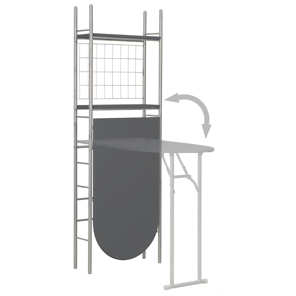 Set Tavolo e Sedie Pieghevoli con Scaffale 3pz MDF Acciaio Nero