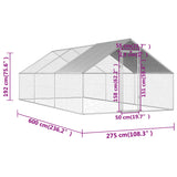 Gabbia per Polli da Esterno 2,75x8x1,92m in Acciaio Zincato