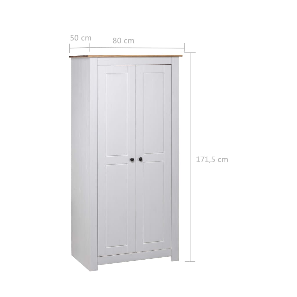 Armadio Bianco 80x50x171,5 cm Legno Massello Pino Panama Range