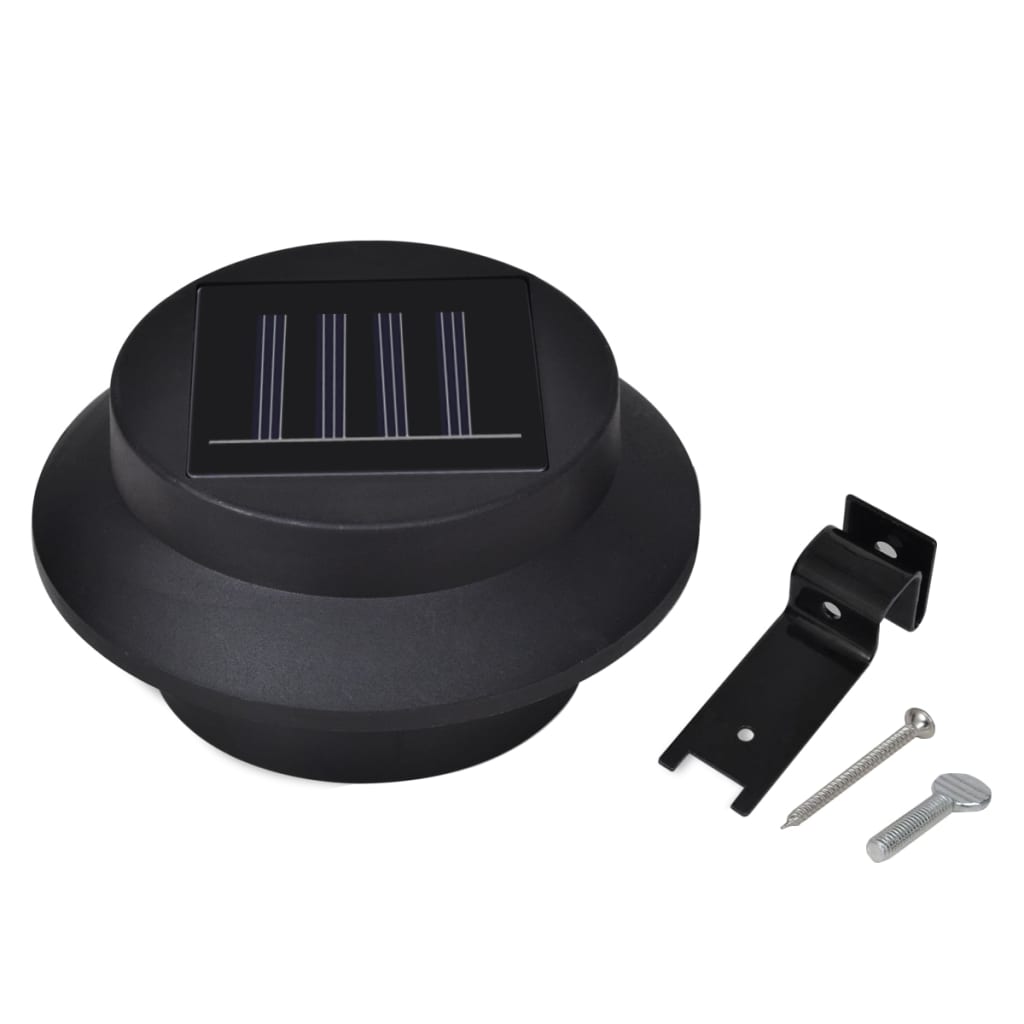 Lampade Solari da Esterno per Recinzioni 12 pz LED Nero