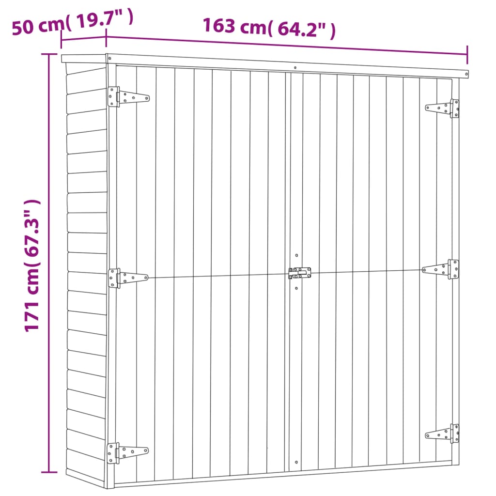 Rimessa Attrezzi da Giardino 163x50x171 cm in Pino Impregnato