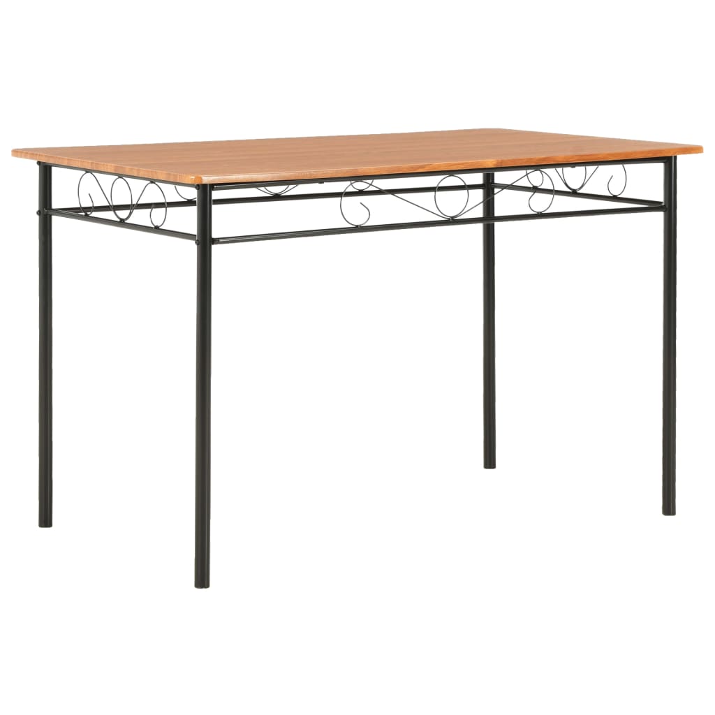 Set da Pranzo 7 pz in MDF e Acciaio Marrone