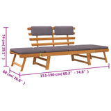 Lettino da Giardino 2 in 1 con Cuscino 190 cm Massello Acacia