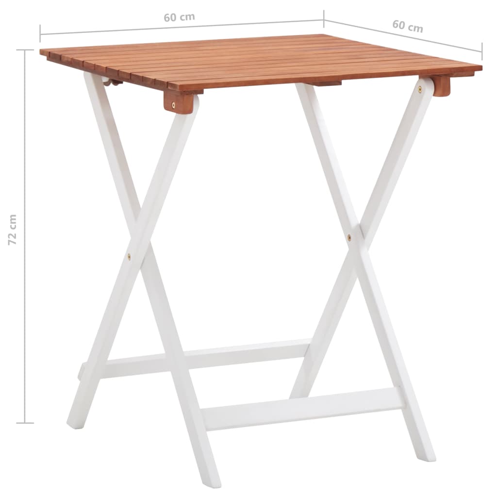 Set da Bistrot 3 pz in Legno di Acacia Marrone Scuro e Bianco