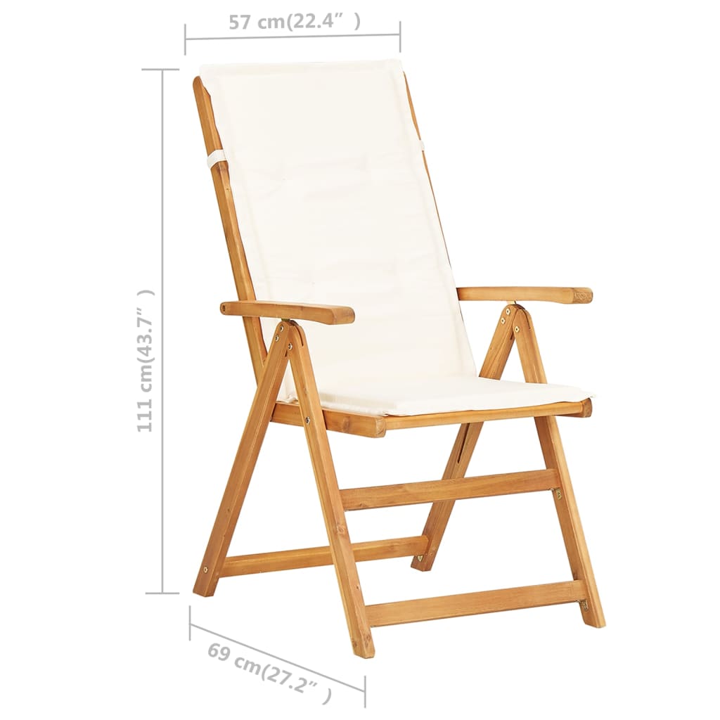 Sedie Reclinabili da Giardino 2 pz Legno Massello d'Acacia