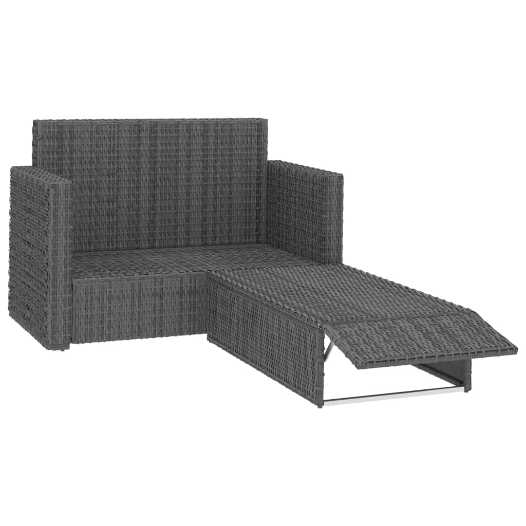 Set Divani da Giardino 2 pz con Cuscini in Polyrattan Grigio