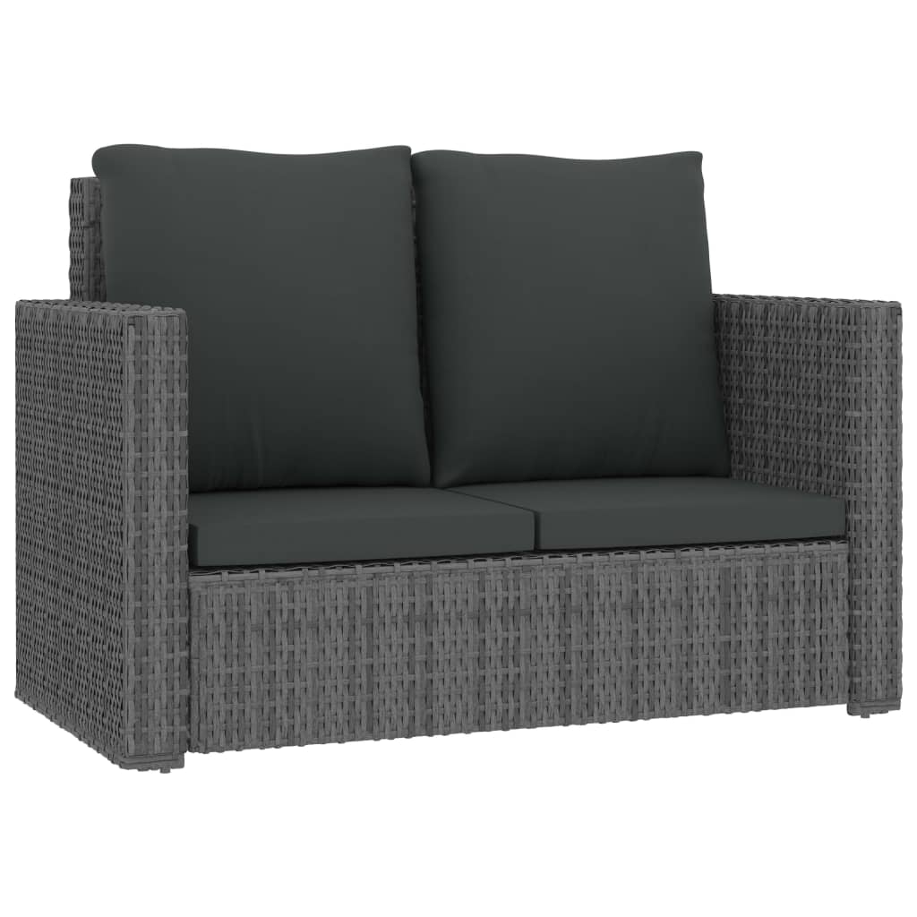 Set Divani da Giardino 2 pz con Cuscini in Polyrattan Grigio