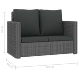 Set Divani da Giardino 2 pz con Cuscini in Polyrattan Grigio