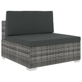 Set Divani da Giardino 6 pz con Cuscini in Polyrattan Grigio