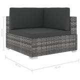 Set Divani da Giardino 6 pz con Cuscini in Polyrattan Grigio