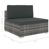 Set Divani da Giardino 6 pz con Cuscini in Polyrattan Grigio