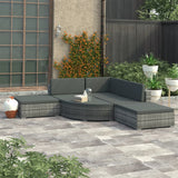 Set Divani da Giardino 6 pz con Cuscini in Polyrattan Grigio