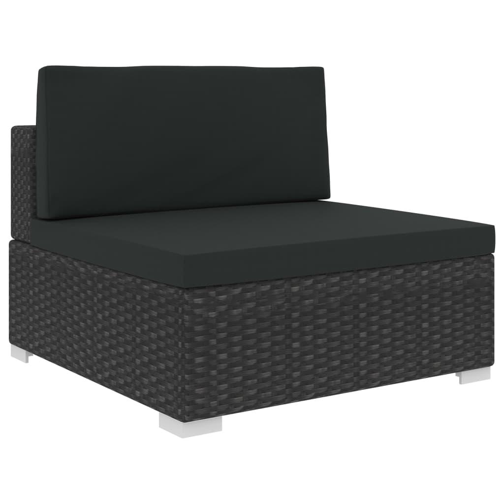 Set Divani da Giardino 6 pz con Cuscini in Polyrattan Nero