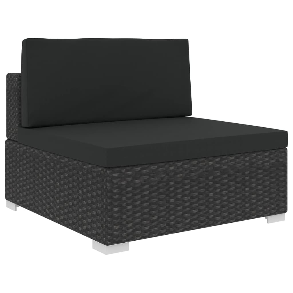 Set Divani da Giardino 5 pz con Cuscini in Polyrattan Nero