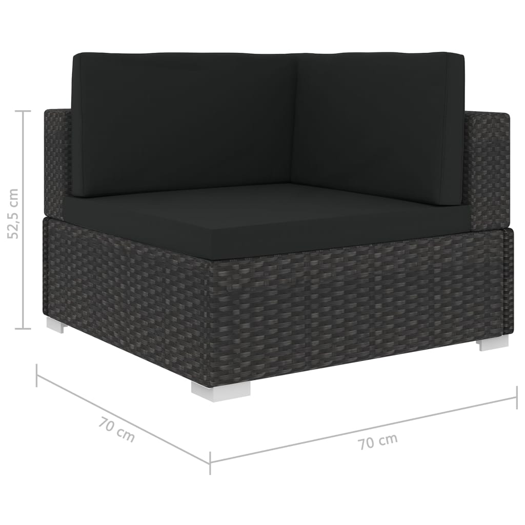 Set Divani da Giardino 5 pz con Cuscini in Polyrattan Nero