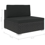 Set Divani da Giardino 5 pz con Cuscini in Polyrattan Nero