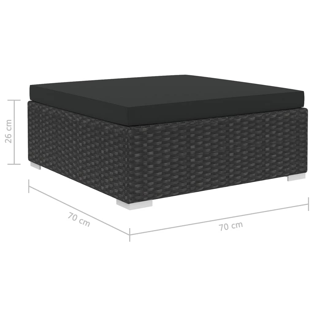 Set Divani da Giardino 5 pz con Cuscini in Polyrattan Nero