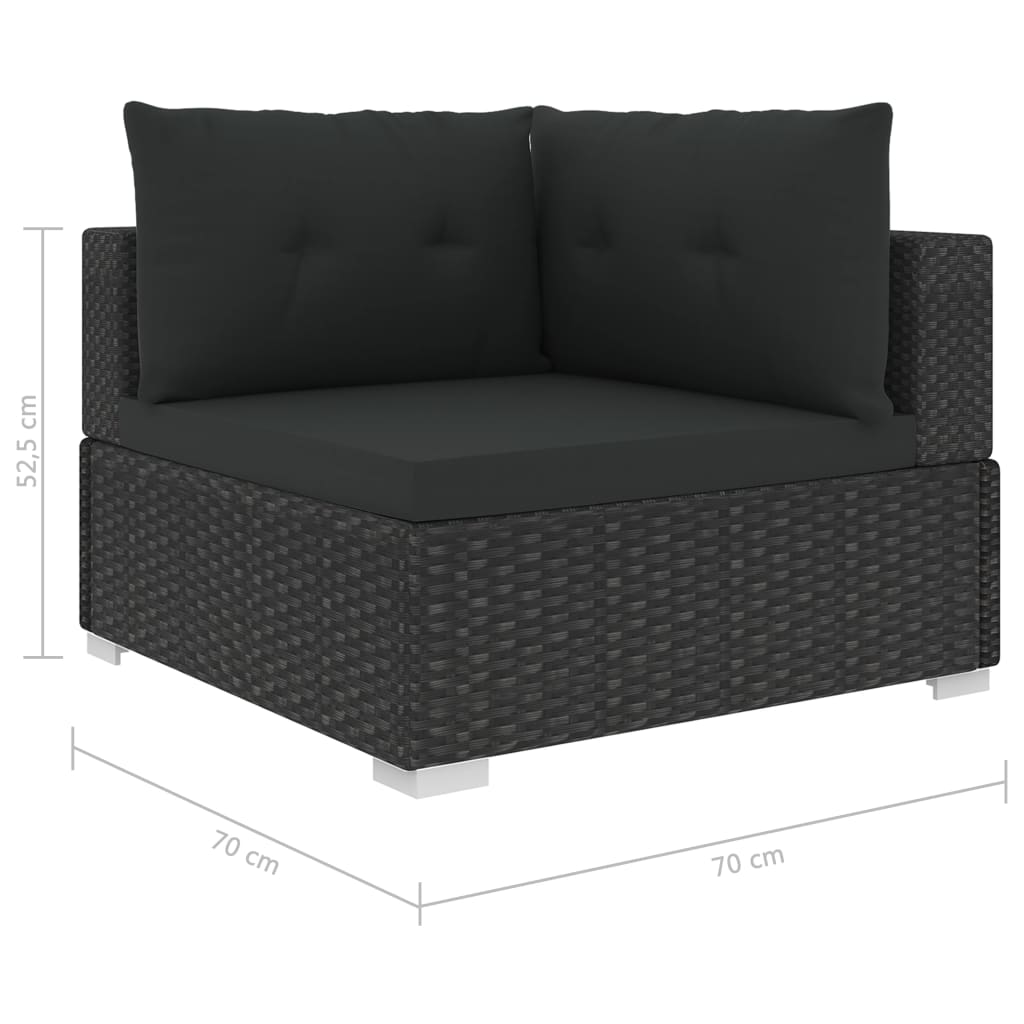 Set Divani da Giardino 6 pz con Cuscini in Polyrattan Nero