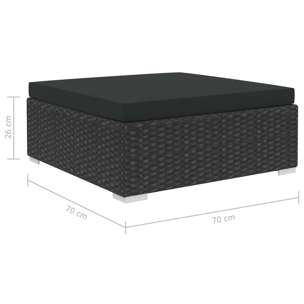 Set Divani da Giardino 6 pz con Cuscini in Polyrattan Nero