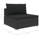 Set Divani da Giardino 6 pz con Cuscini in Polyrattan Nero