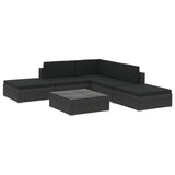 Set Divani da Giardino 6 pz con Cuscini in Polyrattan Nero