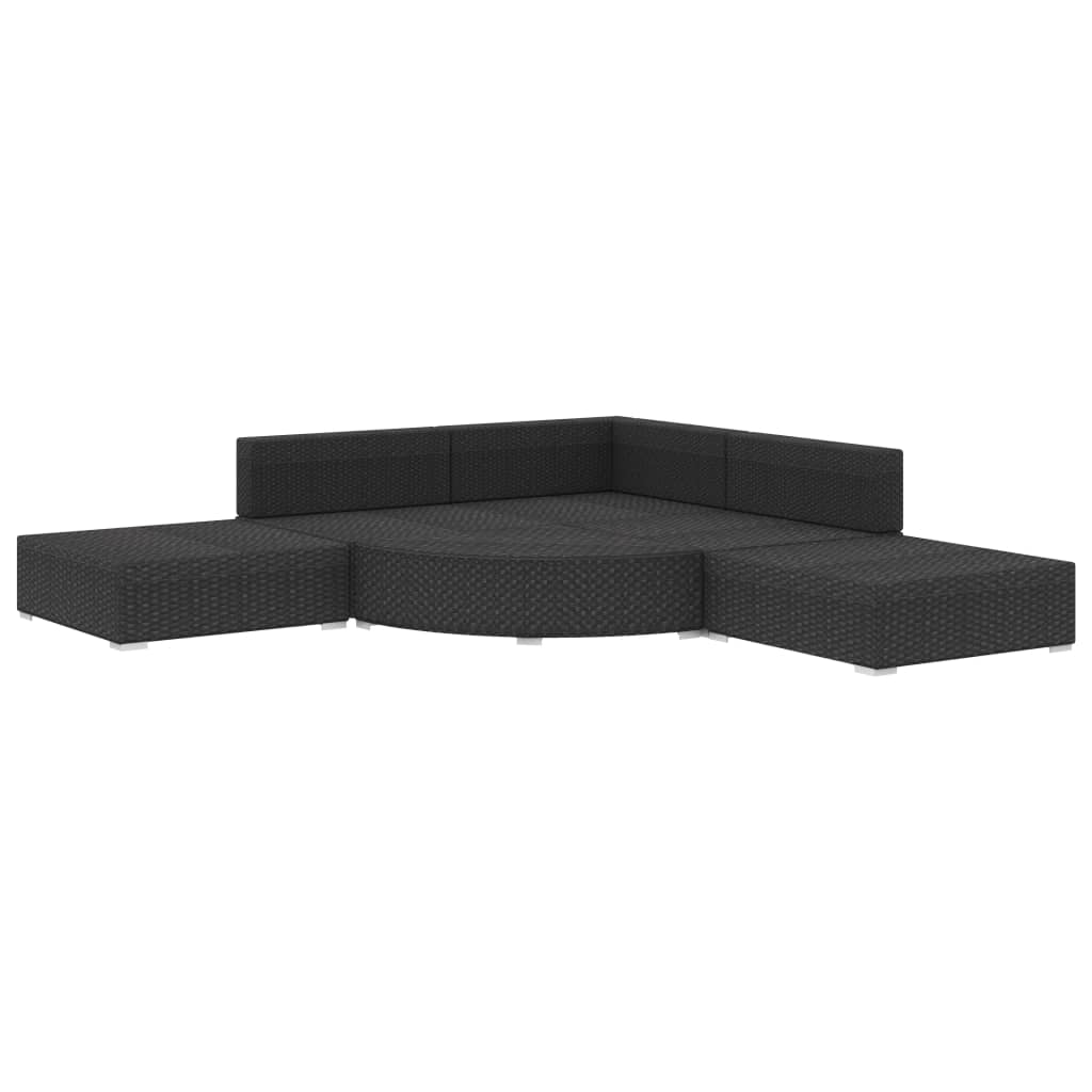 Set Divani da Giardino 6 pz con Cuscini in Polyrattan Nero