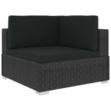 Set Divani da Giardino 6 pz con Cuscini in Polyrattan Nero