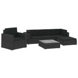 Set Divani da Giardino 6 pz con Cuscini in Polyrattan Nero