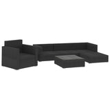 Set Divani da Giardino 6 pz con Cuscini in Polyrattan Nero