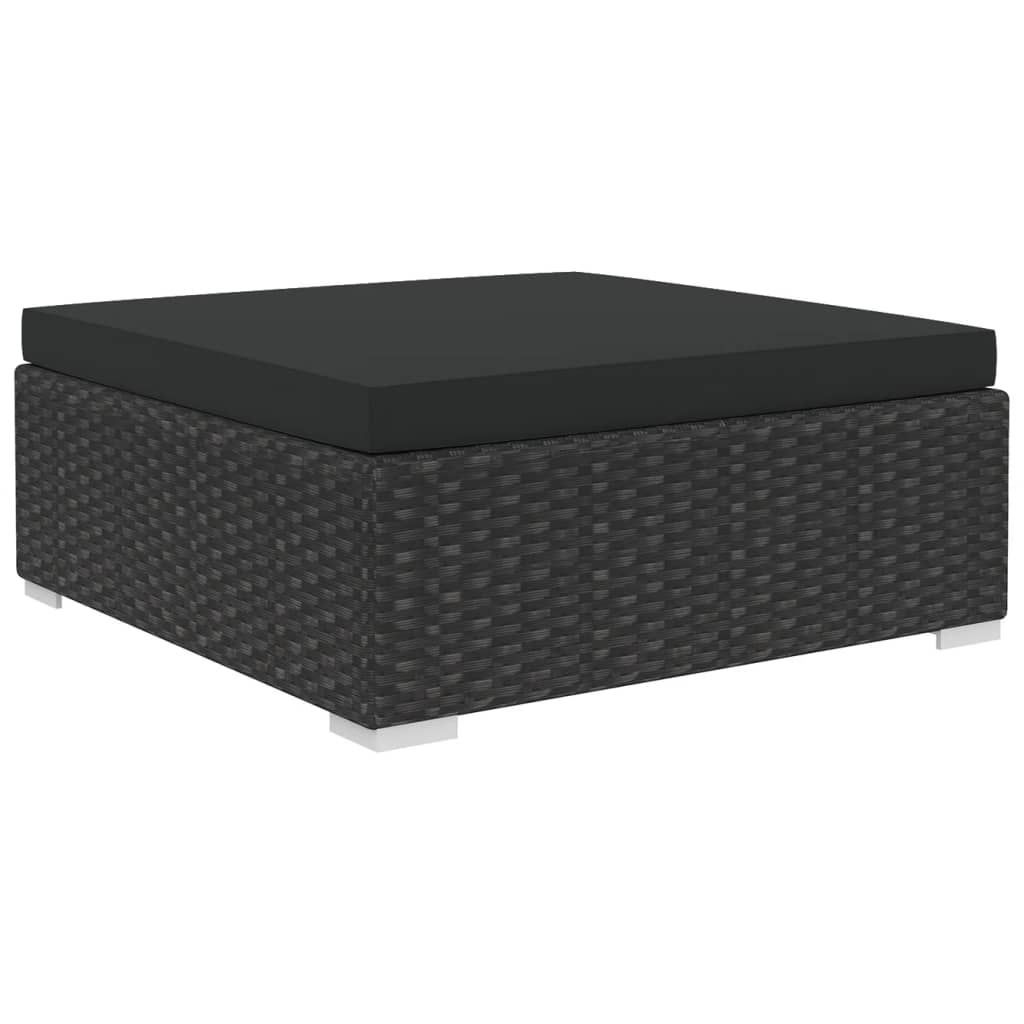 Set Divani da Giardino 6 pz con Cuscini in Polyrattan Nero