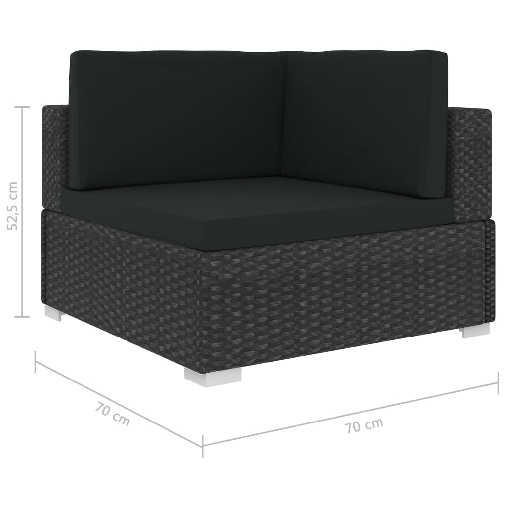 Set Divani da Giardino 6 pz con Cuscini in Polyrattan Nero