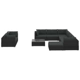 Set Divani da Giardino 10 pz con Cuscini in Polyrattan Nero