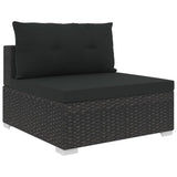 Set Divani da Giardino 10 pz con Cuscini in Polyrattan Nero